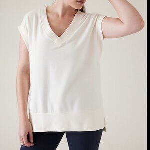 Athleta Retroterry V-Neck Sweatshirt Tee Size XS